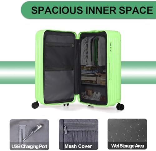 Luggage Sets 2 Piece Suitcase PC+ABS Hardside Double Spinner Wheels TSA Lock Car... - Image 8