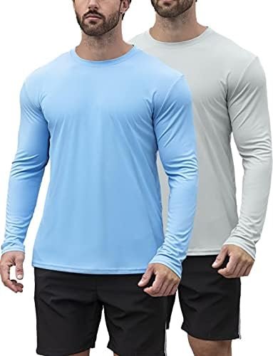 2 Pack Men's UPF 50+ Rash Guard Swim Surf Fishing Shirts, Long Sleeves UV Sun Pr... - Image 2