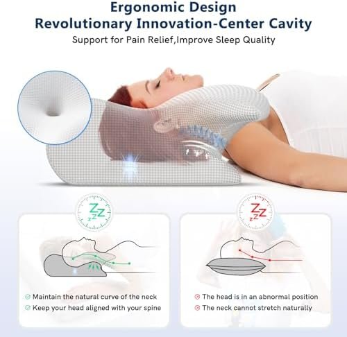 Cervical Neck Pillow for Pain Relief, Adjustable Ergonomic Memory Foam Pillow fo... - Image 5