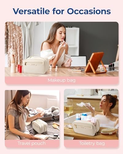 BAGSMART Travel Makeup Bag Large Capacity Cosmetic Bag, Wide-open Portable Make ... - Image 7