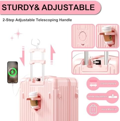 Krute Luggage Sets 2 Piece Suitcase PC+ABS Hardside Double Spinner Wheels TSA Lo... - Image 4