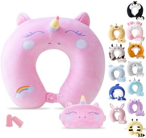 Travel Pillow for Kids Adult Cute Neck Pillow for Traveling Memory Foam Airplane... - Image 2