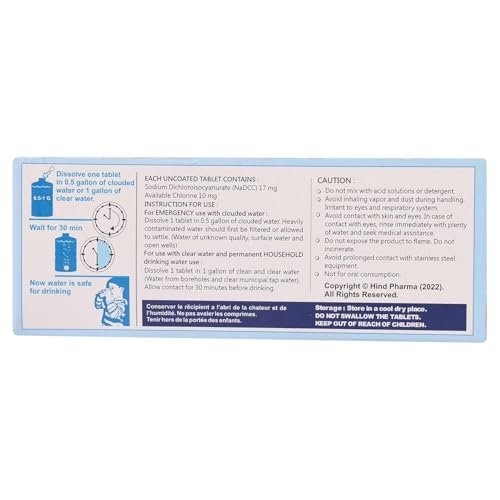 Ef-Chlor Water Purification Tablets (17 mg - 100 Tablets), Purifies 1 Gallon Wat... - Image 3