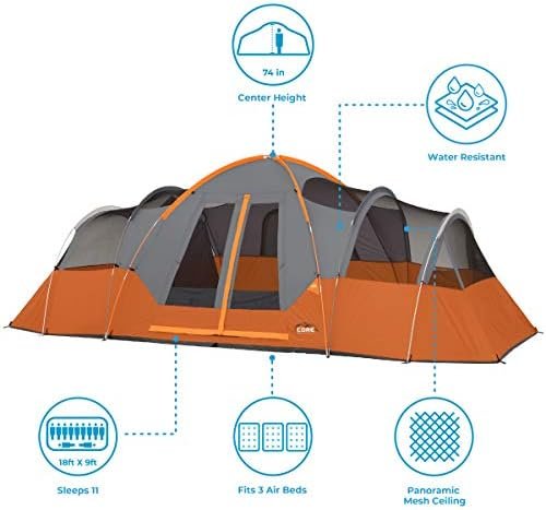 CORE Tents for Family Camping, Hiking and Backpacking | 4 Person / 6 Person / 9 ... - Image 4