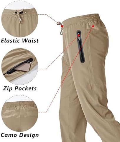 Boladeci Men's Hiking Pants Lightweight Quick Dry Elastic Waist with Drawstring ... - Image 5