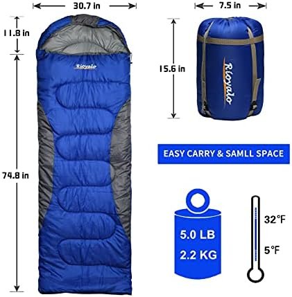 0 Degree Winter Sleeping Bags for Adults Camping (450GSM) - Temp Range (5F–32F) ... - Image 3