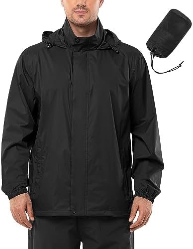 Outdoor Ventures Men's Rain Jacket Waterproof Lightweight Packable Rain Shell Ra... - Image 2