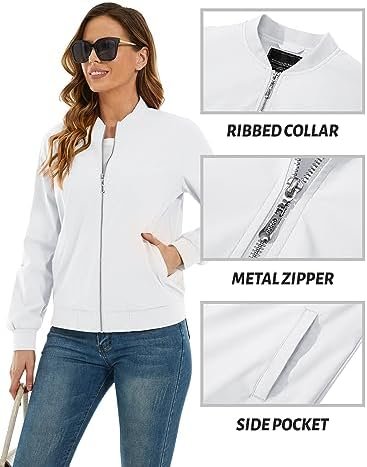 TACVASEN Women's Bomber Jackets Lightweight Casual Jacket Full Zip Windbreaker F... - Image 6