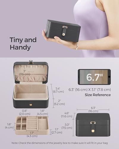 SONGMICS Jewelry Box, Travel Jewelry Case, 2-Layer Jewelry Holder Organizer, 4.6... - Image 4