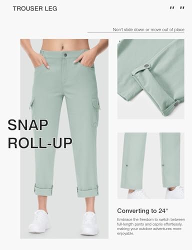 TBMPOY Women's Hiking Pants Quick Dry Convertible Lightweight Roll Up Cargo Pock... - Image 3