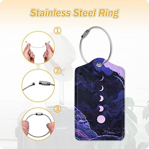 Set of 2 Luggage Tag for Suitcases Leather Moon Cruise Baggage Tags with Stainle... - Image 8