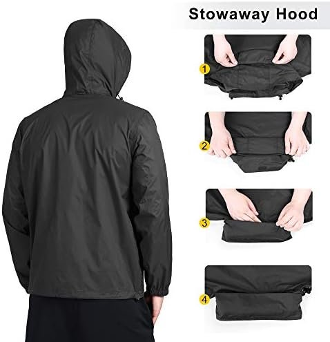 Outdoor Ventures Men's Rain Jacket Waterproof Lightweight Packable Rain Shell Ra... - Image 6