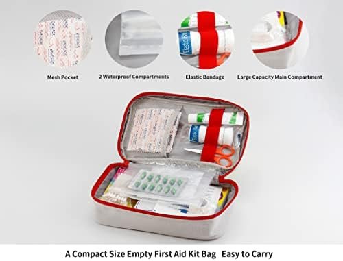 Portable Empty First Aid Kit Bag, Travel Medicine Pouch, Small Medical Bag (Grey... - Image 4