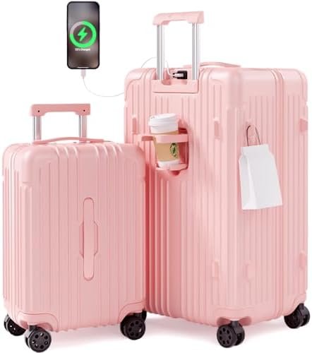 Krute Luggage Sets 2 Piece Suitcase PC+ABS Hardside Double Spinner Wheels TSA Lo... - Image 2
