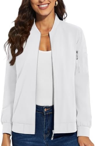 TACVASEN Women's Bomber Jackets Lightweight Casual Jacket Full Zip Windbreaker F... - Image 2