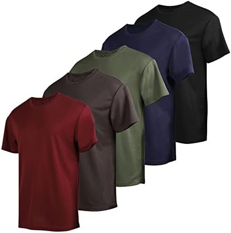 5 Pack Men’s Quick Dry T-Shirts Sport Short Sleeve Tennis Active Athletic Perfor... - Image 2