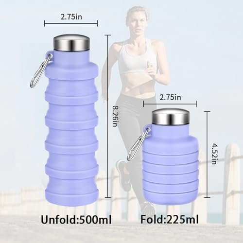 Collapsible Water Bottle,2 Pcs BPA Free Reuseable Silicone Foldable Leakproof 16... - Image 4
