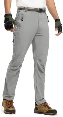 TBMPOY Men's Lightweight Hiking Pants with Belt 5 Zip Pockets Waterproof Quick-d... - Image 4