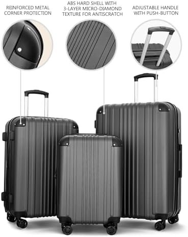 Luggage Sets 3 Pieces Expandable with Spinner Wheels Hard Suitcases Lightweight ... - Image 5
