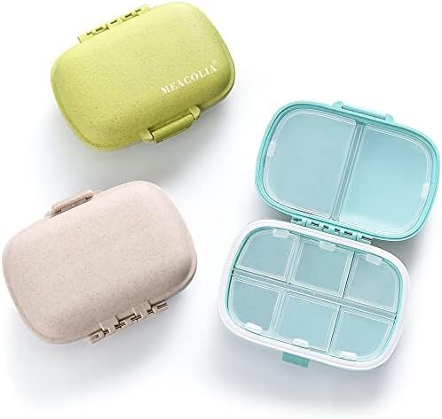 MEACOLIA 3 Pack 8 Compartments Travel Pill Organizer, Daily Pill Case Small Pill... - Image 2