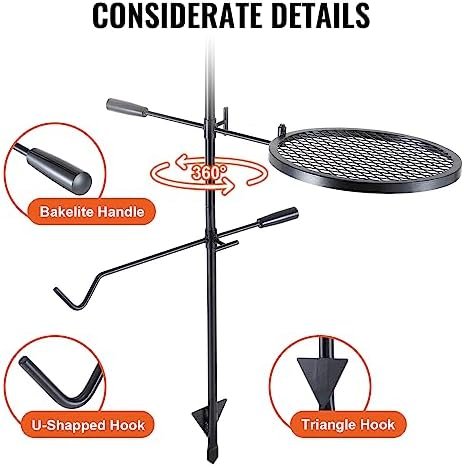 VEVOR Swivel Campfire Grill, Fire Pit Grill Grate over Fire Pits, Heavy Duty Ste... - Image 8