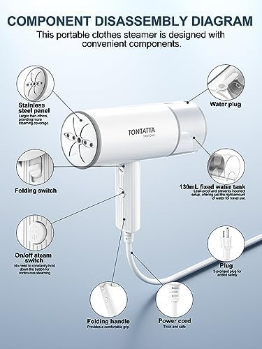 Travel Steamer for Clothes Mini - Small Foldable Handheld Garment Steamer - Pers... - Image 6