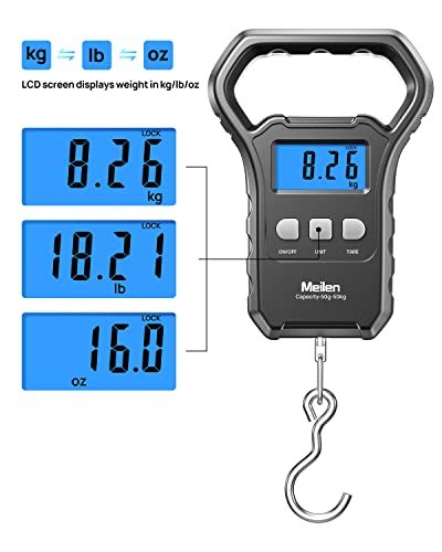 Fish Scale, Meilen 110lb/50kg Luggage Scale Hanging Scale Fishing Scale with Bac... - Image 3