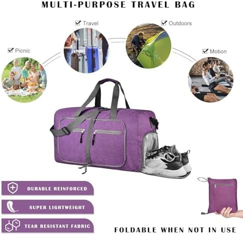 Dimayar Travel Duffle Bag,40L/65L/85L/115L Foldable Duffel Bag with Shoes Compar... - Image 5