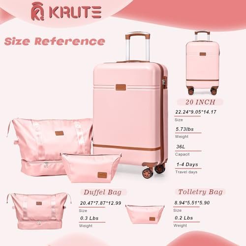 Luggage Set 3 Piece Suitcase Set Carry On Luggage, PC ABS 20 Inch Hard hell Ligh... - Image 4