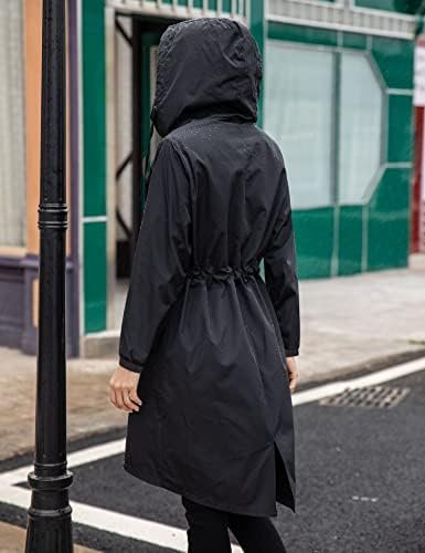 ELESOL Women Rain Jacket Waterproof Long Rain Coats Hooded Windbreaker Lightweig... - Image 4