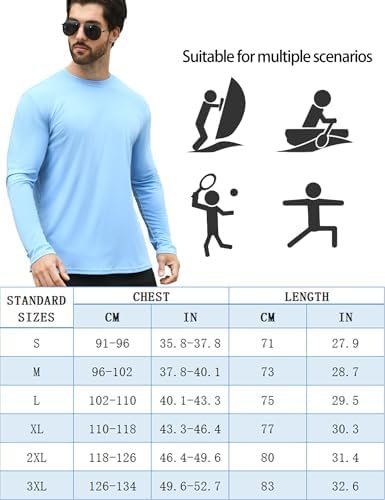 2 Pack Men's UPF 50+ Rash Guard Swim Surf Fishing Shirts, Long Sleeves UV Sun Pr... - Image 7