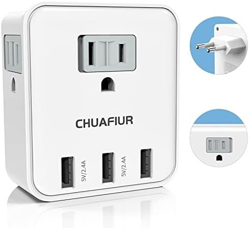 European Travel Plug Adapter, International Power Plug Adapter with 3 USB Ports ... - Image 9