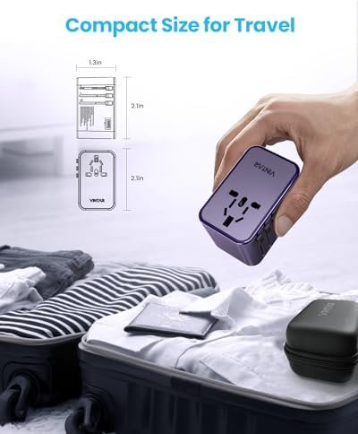 Universal Travel Adapter, VINTAR 75W GaN International Plug Adapter with 3 USB-C... - Image 6