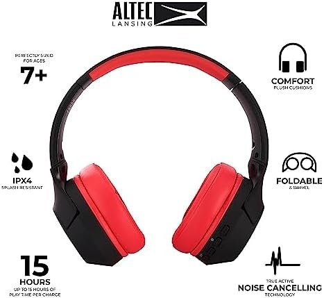 Altec Lansing Kid Safe Noise Cancelling Wireless Headphones 15H Battery, 85dB Vo... - Image 3
