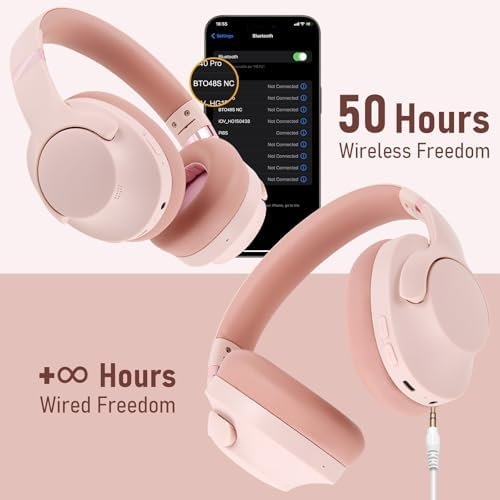 Active Noise Cancelling Headphones Bluetooth Over Ear, 50 Hours Playtime, Blueto... - Image 7