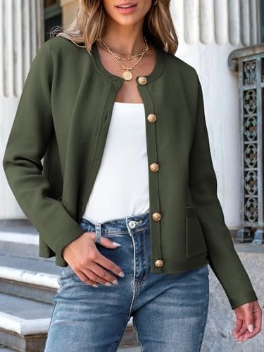 ANRABESS Women Striped Cardigan Sweaters Button Down Cropped Knit Lady Jackets C... - Image 5