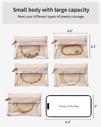 Vlando 6 Pcs Travel Jewelry Organizer Velvet Jewelry Pouch with Zipper Clear Tra... - Image 4