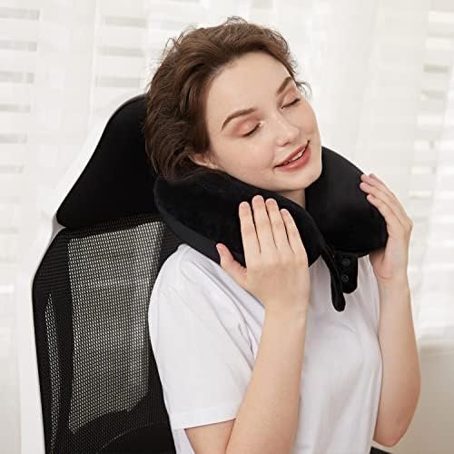 Travel Neck Pillow, Best Memory Foam Airplane Pillow for Head Support Soft Adjus... - Image 4