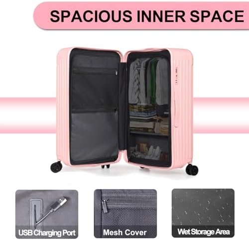 Krute Luggage Sets 2 Piece Suitcase PC+ABS Hardside Double Spinner Wheels TSA Lo... - Image 9