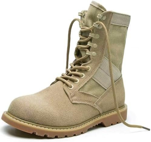 Lightweight 8 inch Mid Ankle Beige Military Swat Desert Boots Hiking BootsTrekki... - Image 2