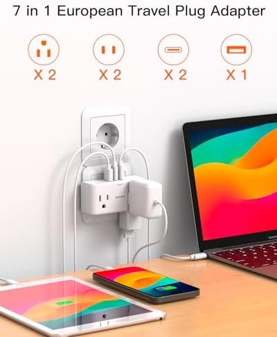 2 Pack European Travel Plug Adapter USB C, Travel Essentials, International Trav... - Image 3