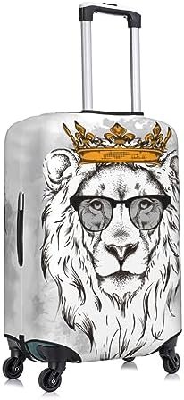 Lion Head Wearing Crown The Glasses Travel Luggage Protector Suitcase Cover Wash... - Image 10