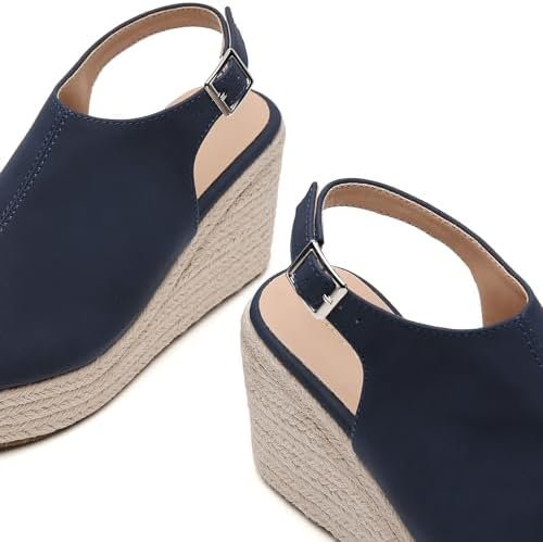 Tilocow Espadrilles Wedges for Women Open Toe Ankle Strap Platform Dressy Casual... - Image 6