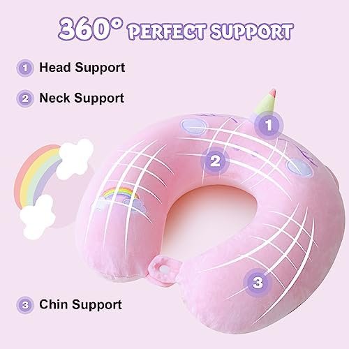 Travel Pillow for Kids Adult Cute Neck Pillow for Traveling Memory Foam Airplane... - Image 3