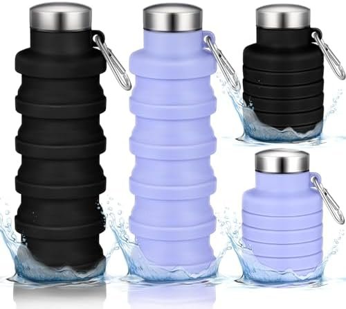 Collapsible Water Bottle,2 Pcs BPA Free Reuseable Silicone Foldable Leakproof 16... - Image 2