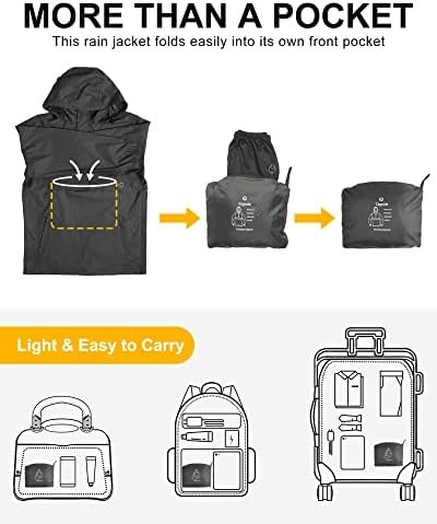 Outdoor Ventures Men's Rain Jacket Waterproof Lightweight Packable Rain Pullover... - Image 4