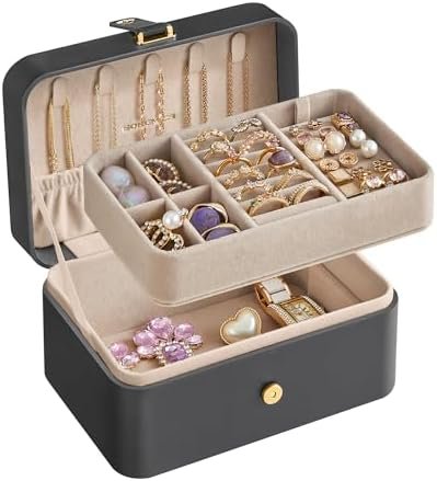 SONGMICS Jewelry Box, Travel Jewelry Case, 2-Layer Jewelry Holder Organizer, 4.6... - Image 2