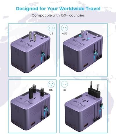Universal Travel Adapter, VINTAR 75W GaN International Plug Adapter with 3 USB-C... - Image 4