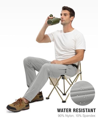 TBMPOY Men's Lightweight Hiking Pants with Belt 5 Zip Pockets Waterproof Quick-d... - Image 7