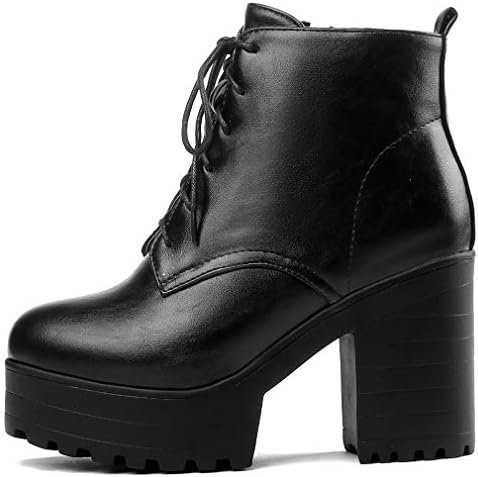 Parisuit Women's Chunky Lace Up Booties Platform High Heel Ankle Boots Fashion A... - Image 3